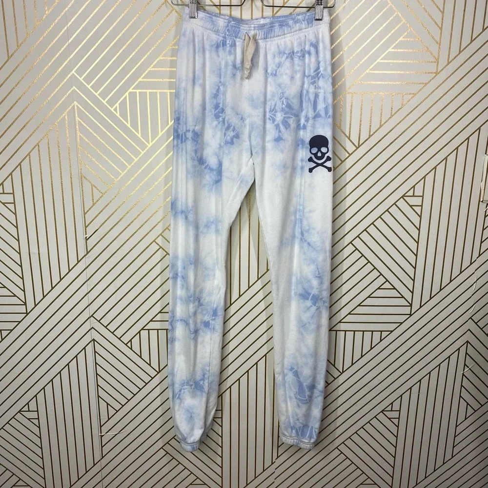 SoulCycle‎ Tie Dye Joggers Blue/White Tie Waist